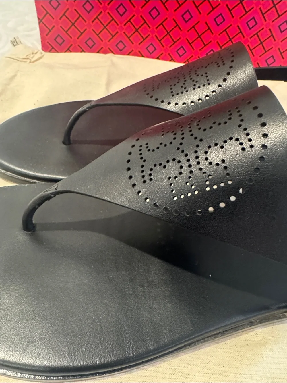 Tory Burch Perforated T Strap Sandal. Ladies 8.5
